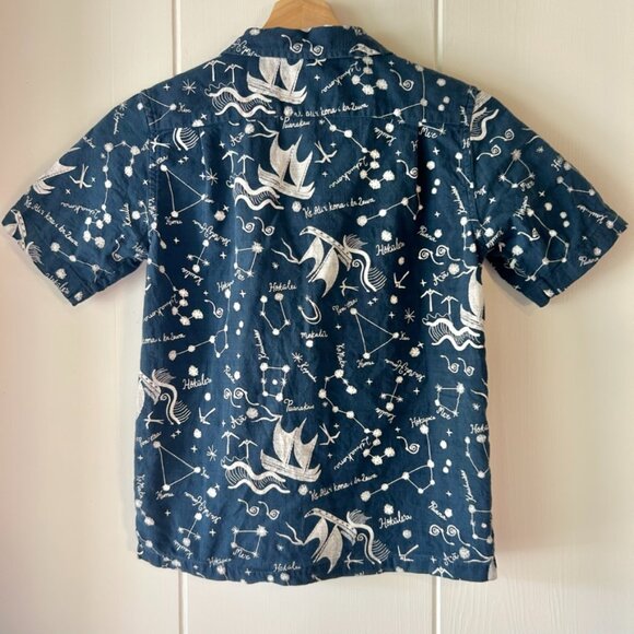 Patagonia YOUTH Aloha Shirt Hokule'a Stars Constellation Navy Pataloha size M - Picture 2 of 8